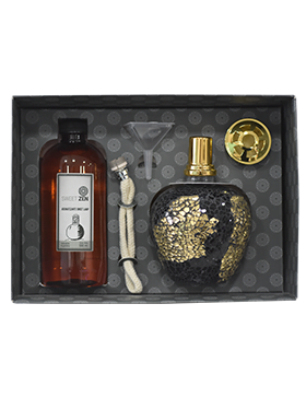 Set Lampara Catalitica GRANDE Mosaico Dorado-Negro
