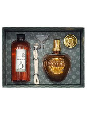 Set Lampara Catalitica GRANDE Vidrio Dorado