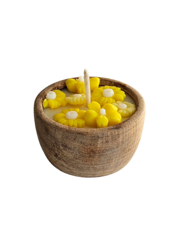 Vela de Soja - Cuenco 8 Cms. Premier - Florcitas Amarillas