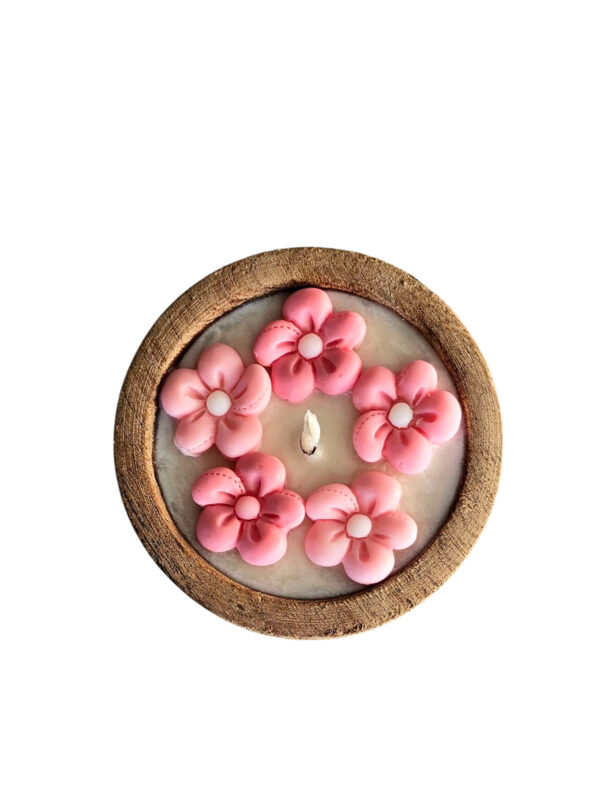 Vela de Soja - Cuenco 8 Cms. Premier - Florcitas Rosadas - Imagen 2