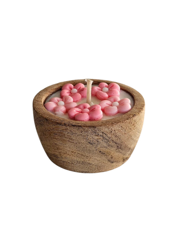 Vela de Soja - Cuenco 8 Cms. Premier - Florcitas Rosadas - Imagen 3
