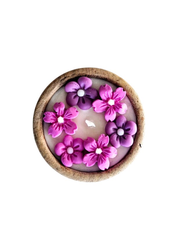 Vela de Soja - Cuenco 8 Cms. Premier - Florcitas Violeta - Imagen 2