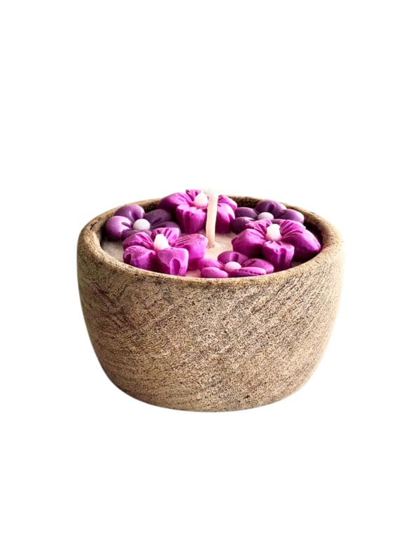 Vela de Soja - Cuenco 8 Cms. Premier - Florcitas Violeta - Imagen 3
