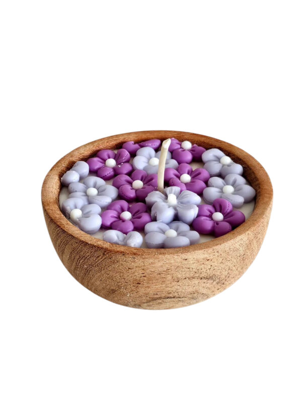 Vela de Soja - Cuenco 10 Cms. Premier - Florcitas Lila y Violeta