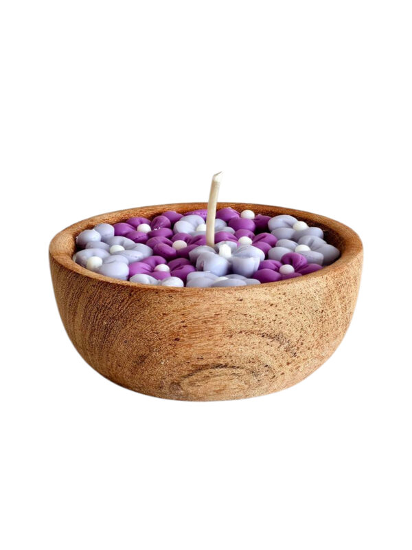 Vela de Soja - Cuenco 10 Cms. Premier - Florcitas Lila y Violeta - Imagen 3