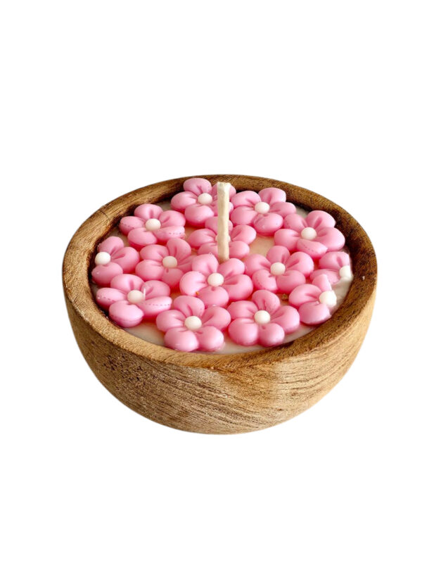 Vela de Soja - Cuenco 10 Cms. Premier - Florcitas Rosadas