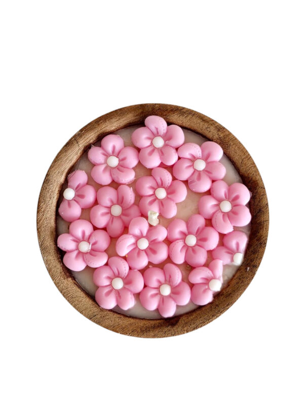 Vela de Soja - Cuenco 10 Cms. Premier - Florcitas Rosadas - Imagen 3