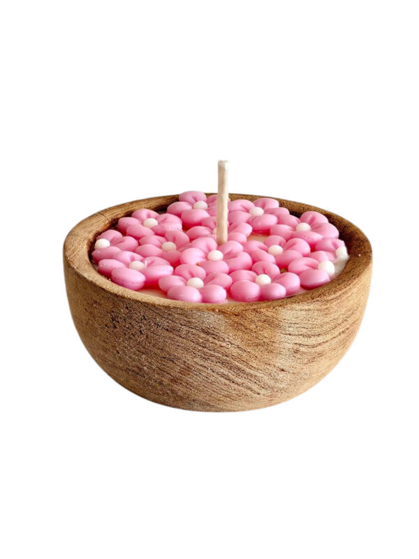 Vela de Soja - Cuenco 10 Cms. Premier - Florcitas Rosadas - Imagen 2
