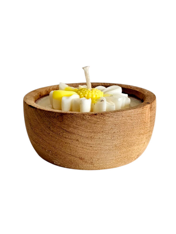Vela de Soja - Cuenco 10 Cms. Premier - Margarita Blanca - Imagen 5