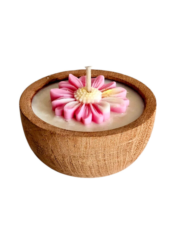 Vela de Soja - Cuenco 10 Cms. Premier - Margarita Rosada