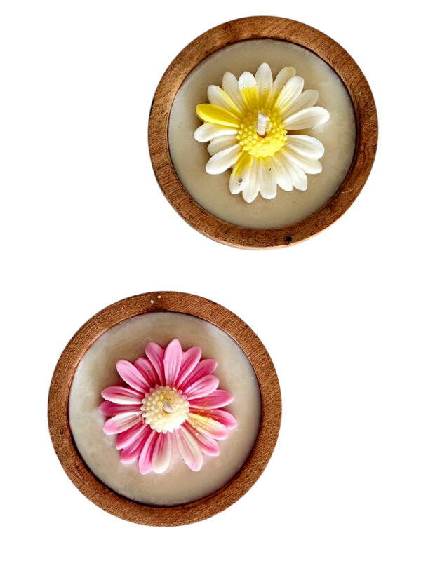 Vela de Soja - Cuenco 10 Cms. Premier - Margarita Blanca - Imagen 3