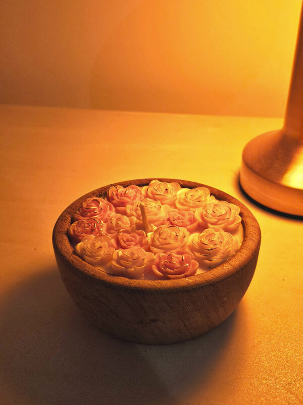 Vela de Soja - Cuenco 10 Cms. Premier - Rositas Rosadas - Imagen 2